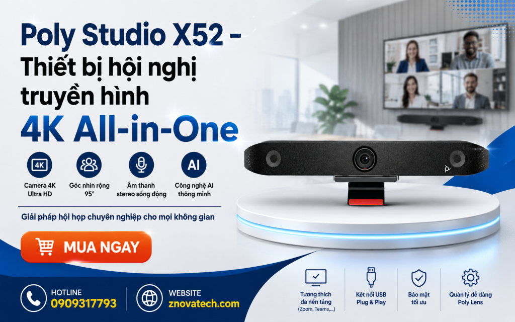 Poly Studio X52 – Thiết bị hội nghị truyền hình 4K All-in-One Poly Studio X52 – Thiết bị hội nghị truyền hình 4K All-in-One