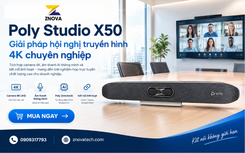 Poly Studio X50 – Giải pháp hội nghị truyền hình 4K chuyên nghiệp Poly Studio X50 – Giải pháp hội nghị truyền hình 4K chuyên nghiệp