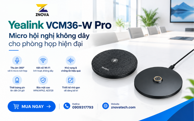 Yealink VCM36-W Pro – Micro hội nghị không dây cho phòng họp hiện đại Yealink VCM36-W Pro – Micro hội nghị không dây cho phòng họp hiện đại